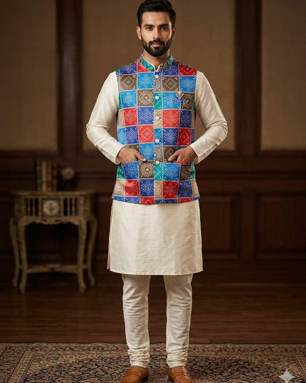 Dad & Son Matching Kurta Koti Set | Malai Satin | Festive Ethnic Combo | Sizes 6–12 Yrs & M–3XL - Rosepetals Luxe
