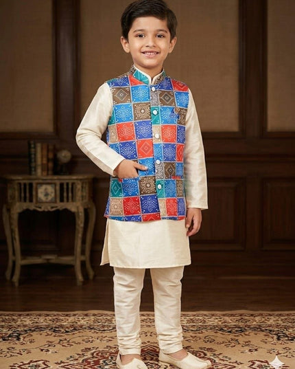 Dad & Son Matching Kurta Koti Set | Malai Satin | Festive Ethnic Combo | Sizes 6–12 Yrs & M–3XL - Rosepetals Luxe
