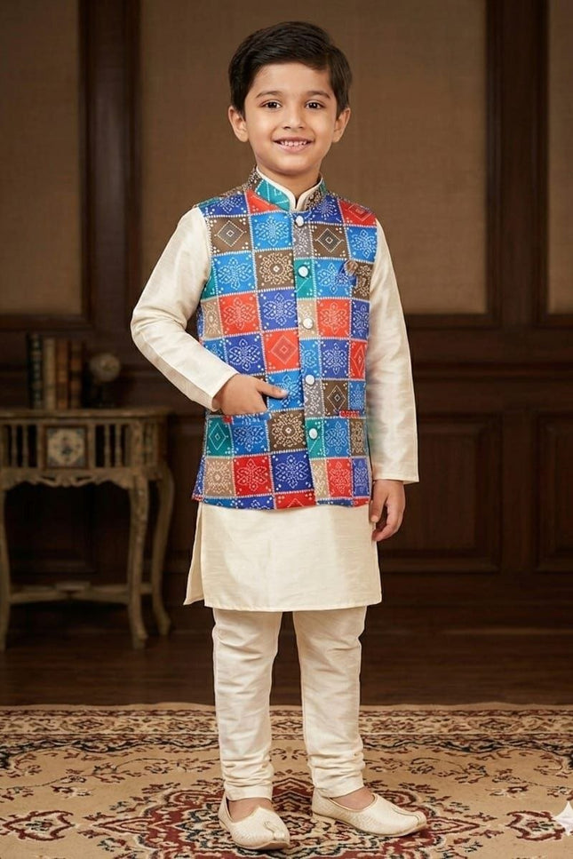 Dad & Son Matching Kurta Koti Set | Malai Satin | Festive Ethnic Combo | Sizes 6–12 Yrs & M–3XL - Rosepetals Luxe