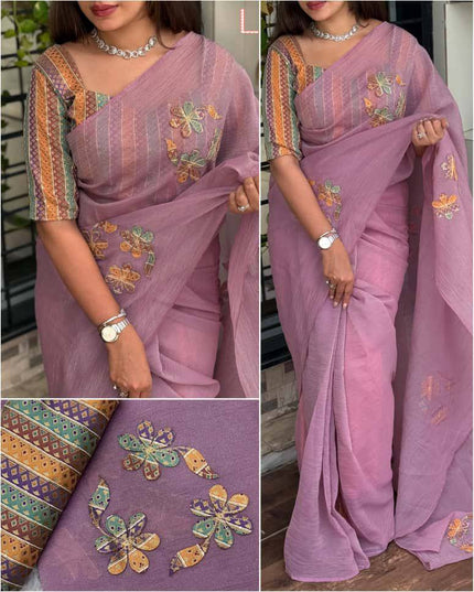 Designer Applique Jacquard Work Sonic Crush Saree - Rosepetals Luxe