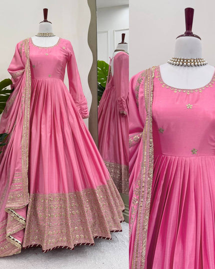 Designer Chinon Top Pant Set with Sequins Work & Dupatta - Rosepetals Luxe