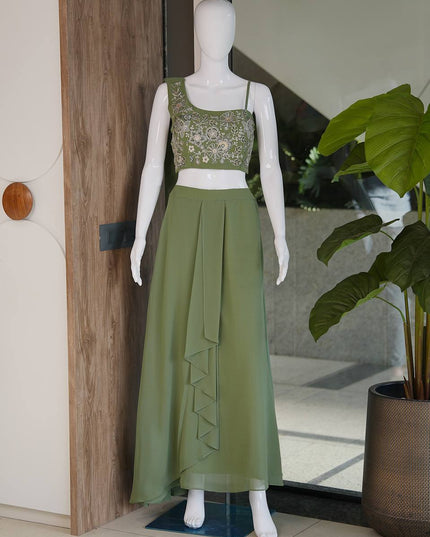 Designer Fox Georgette Fusion Palazzo Set | Best Ethnic Wear - Rosepetals Luxe