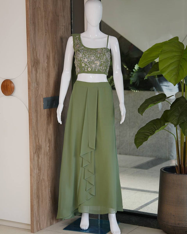 Designer Fox Georgette Fusion Palazzo Set | Best Ethnic Wear - Rosepetals Luxe