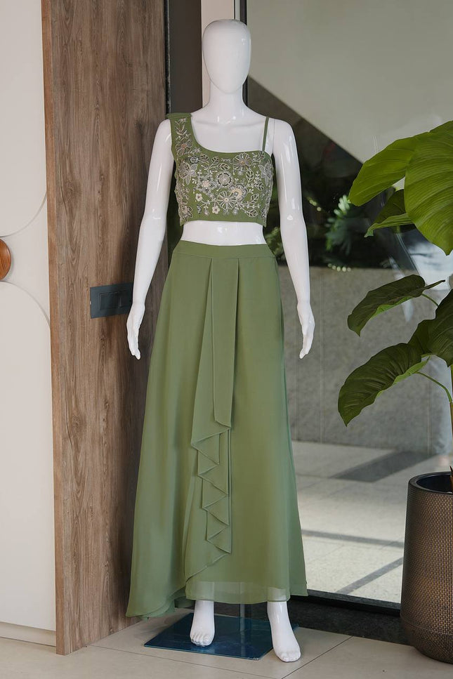 Designer Fox Georgette Fusion Palazzo Set | Best Ethnic Wear - Rosepetals Luxe