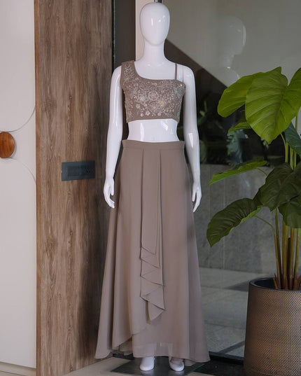 Designer Fox Georgette Fusion Palazzo Set | Best Ethnic Wear - Rosepetals Luxe