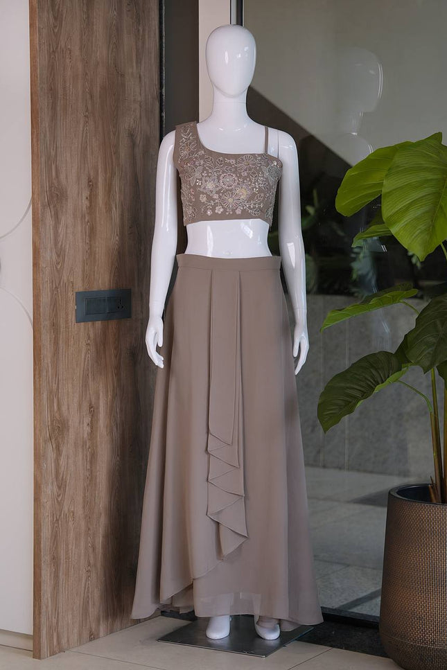 Designer Fox Georgette Fusion Palazzo Set | Best Ethnic Wear - Rosepetals Luxe