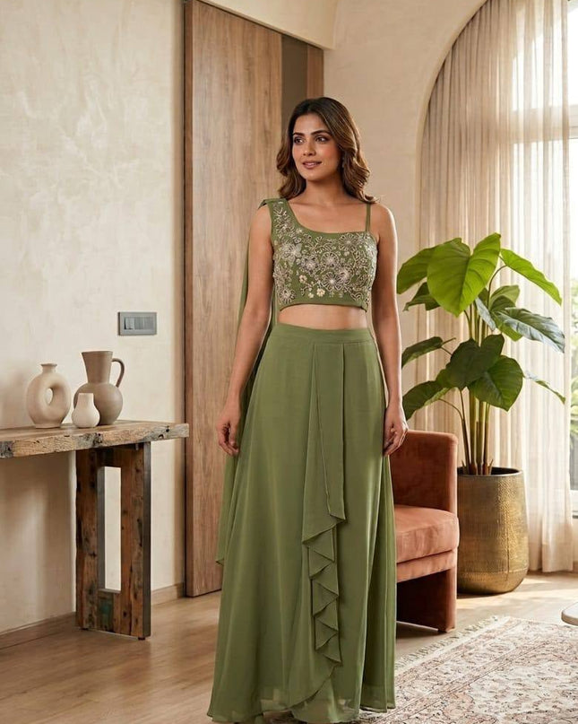 Designer Fox Georgette Fusion Palazzo Set | Best Ethnic Wear - Rosepetals Luxe