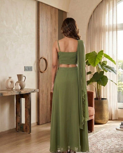 Designer Fox Georgette Fusion Palazzo Set | Best Ethnic Wear - Rosepetals Luxe