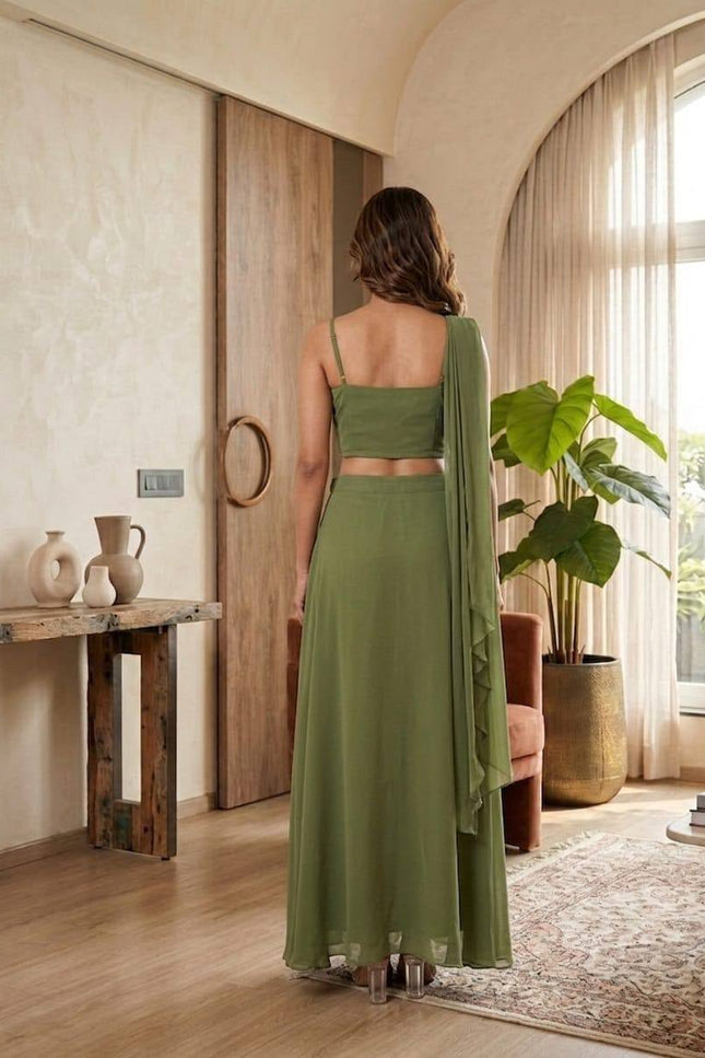 Designer Fox Georgette Fusion Palazzo Set | Best Ethnic Wear - Rosepetals Luxe