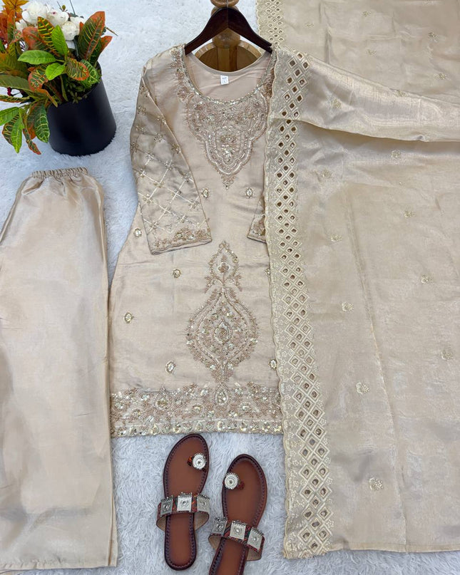 Chinon Silk Anarkali Gown with Embroidery Sequence Work with Digital Print | Perfect Festive Wear - Rosepetals Luxe