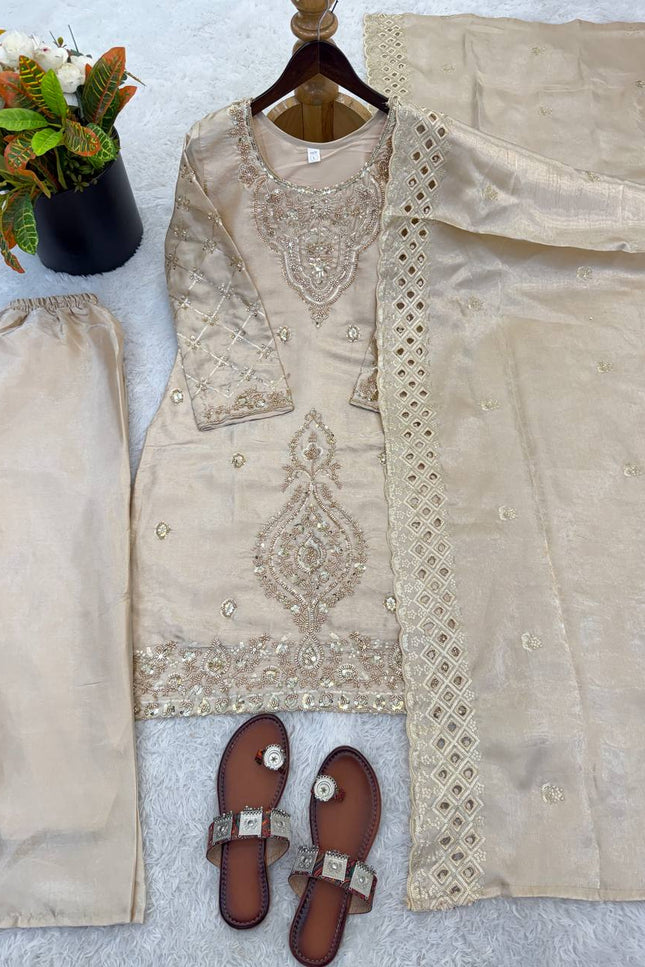 Chinon Silk Anarkali Gown with Embroidery Sequence Work with Digital Print | Perfect Festive Wear - Rosepetals Luxe