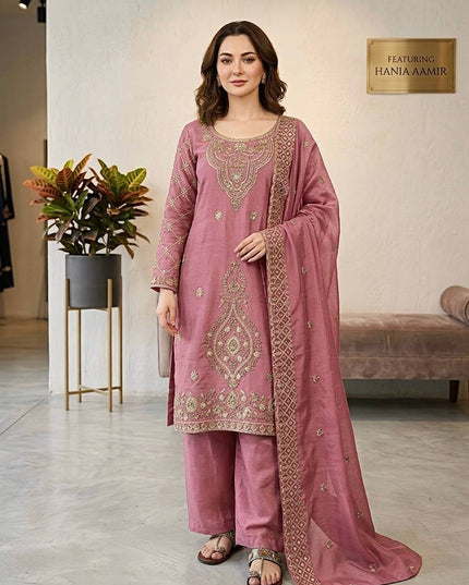 Chinon Silk Anarkali Gown with Embroidery Sequence Work with Digital Print | Perfect Festive Wear - Rosepetals Luxe