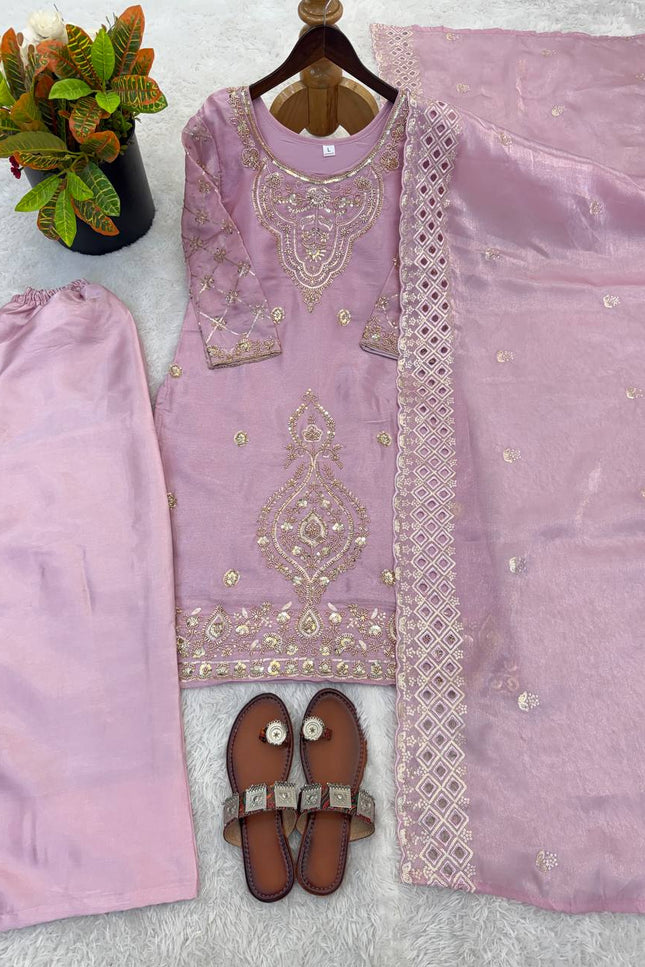 Chinon Silk Anarkali Gown with Embroidery Sequence Work with Digital Print | Perfect Festive Wear - Rosepetals Luxe
