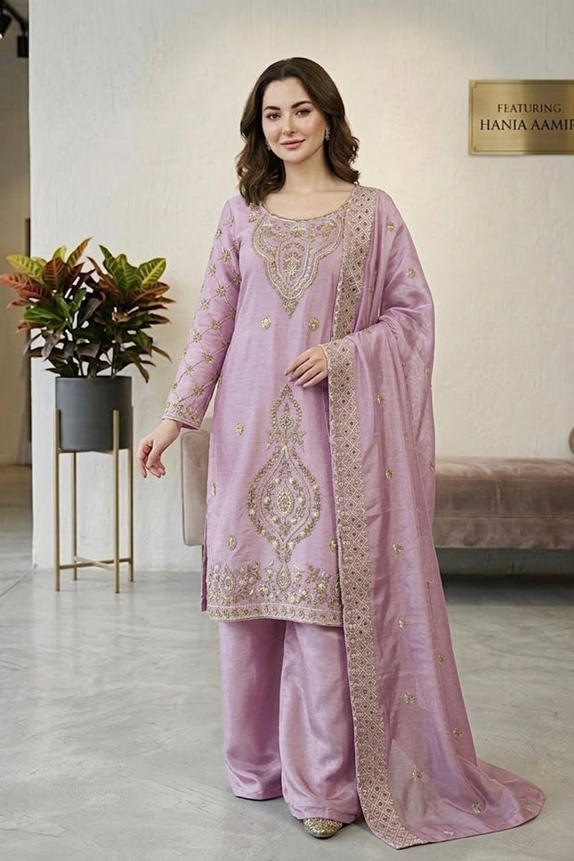 Chinon Silk Anarkali Gown with Embroidery Sequence Work with Digital Print | Perfect Festive Wear - Rosepetals Luxe
