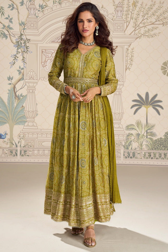 Green Anarkali Gown Side View | Embroidery Detail | Rosepetals Luxe