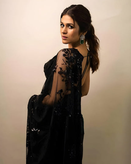 Designer Heavy Embroidery Georgette Saree | All-Over Multi Stitch Work | Wedding & Festive Wear - Rosepetals Luxe