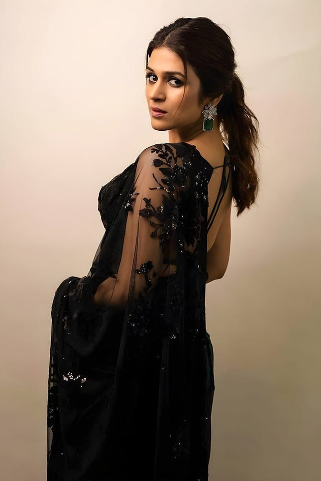 Designer Heavy Embroidery Georgette Saree | All-Over Multi Stitch Work | Wedding & Festive Wear - Rosepetals Luxe