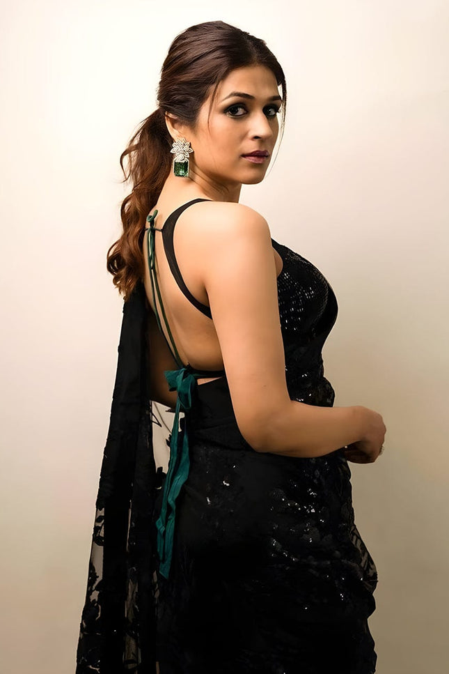 Designer Heavy Embroidery Georgette Saree | All-Over Multi Stitch Work | Wedding & Festive Wear - Rosepetals Luxe