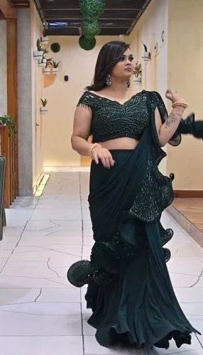 Faux Georgette Ruffle Saree with Stitched Lehenga and Choli – Rosepetals Luxe