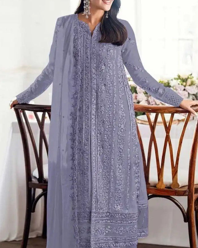 Designer Heavy Faux Georgette Suit with Embroidery Sequence Work - Rosepetals Luxe