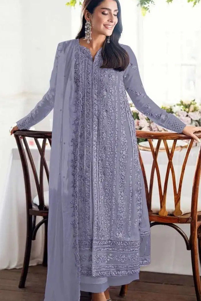 Designer Heavy Faux Georgette Suit with Embroidery Sequence Work - Rosepetals Luxe