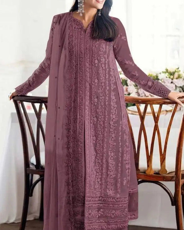 Designer Heavy Faux Georgette Suit with Embroidery Sequence Work - Rosepetals Luxe