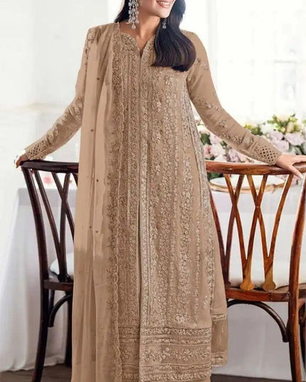 Designer Heavy Faux Georgette Suit with Embroidery Sequence Work - Rosepetals Luxe