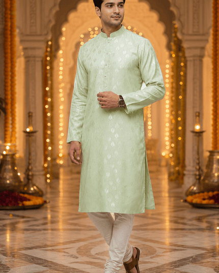 Designer Jacquard Silk Kurta Pyjama Set | Men's Festive Ethnic Wear - Rosepetals Luxe