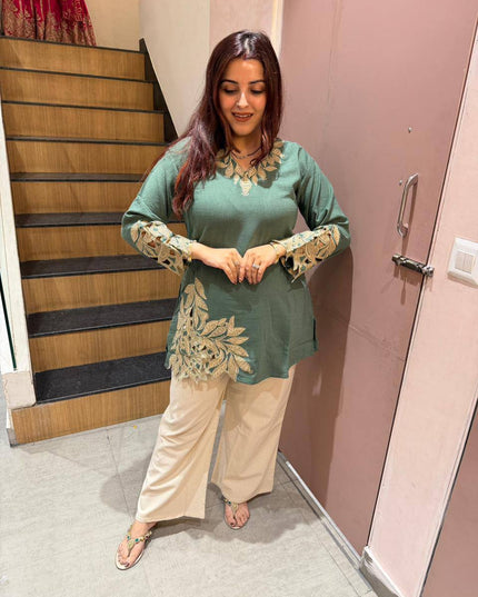 Designer Mal Cotton Co - Ord Set With Embroidery | Summer Daily Wear - Rosepetals Luxe