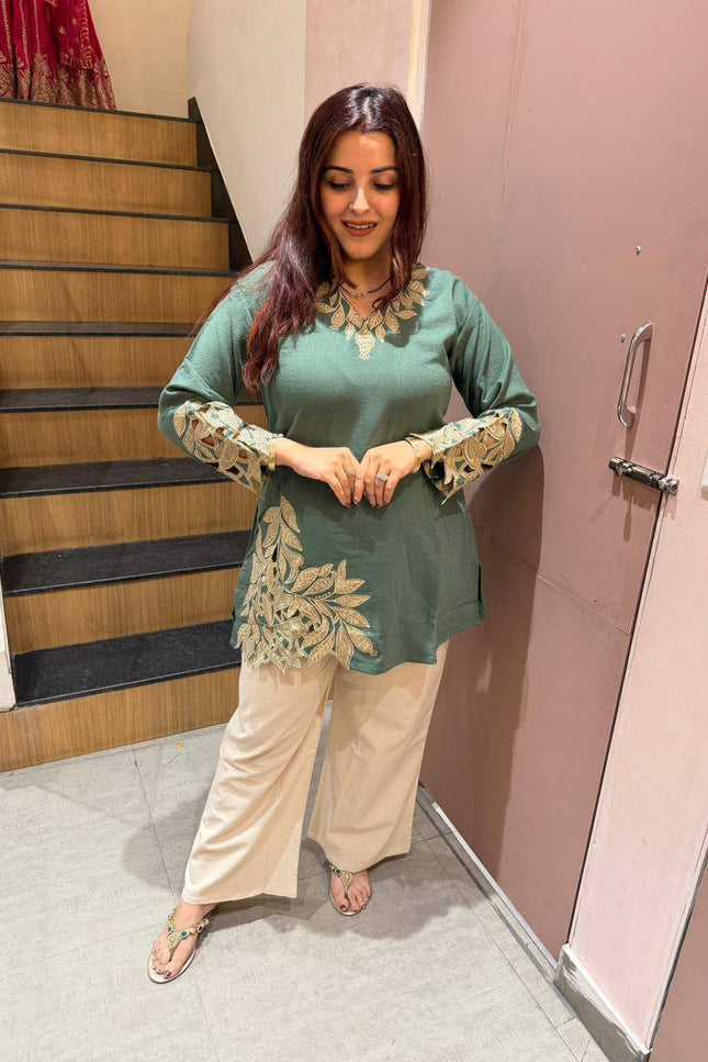 Designer Mal Cotton Co - Ord Set With Embroidery | Summer Daily Wear - Rosepetals Luxe