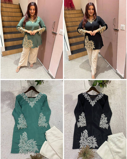 Designer Mal Cotton Co - Ord Set With Embroidery | Summer Daily Wear - Rosepetals Luxe