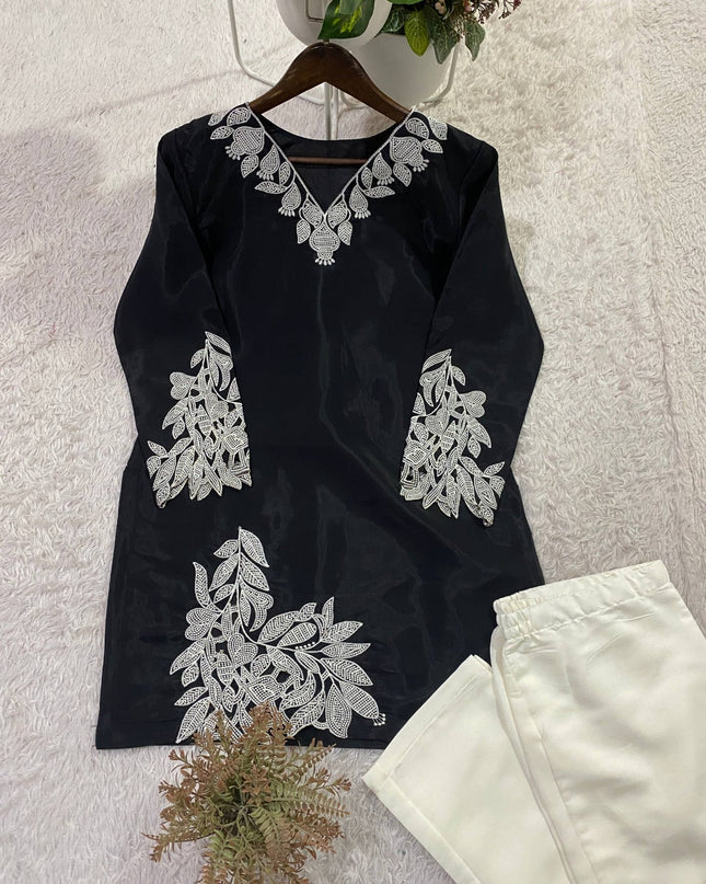 Designer Mal Cotton Co - Ord Set With Embroidery | Summer Daily Wear - Rosepetals Luxe