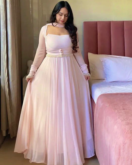 Designer Maxi Anarkali Gown | Pure Faux Georgette Fabric | Perfect For Party Wear and Celebrations - Rosepetals Luxe