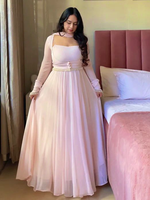 Designer Maxi Anarkali Gown | Pure Faux Georgette Fabric | Perfect For Party Wear and Celebrations - Rosepetals Luxe