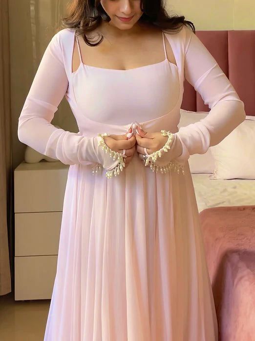 Designer Maxi Anarkali Gown | Pure Faux Georgette Fabric | Perfect For Party Wear and Celebrations - Rosepetals Luxe