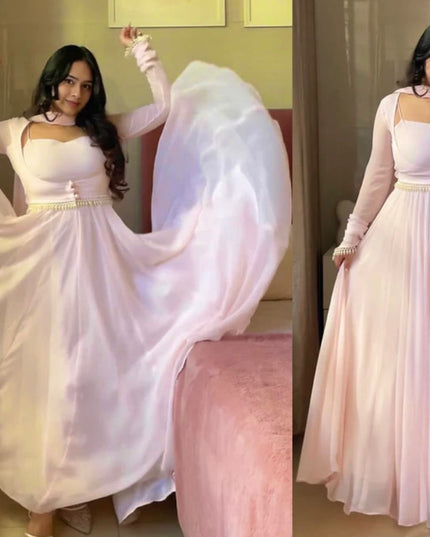 Designer Maxi Anarkali Gown | Pure Faux Georgette Fabric | Perfect For Party Wear and Celebrations - Rosepetals Luxe