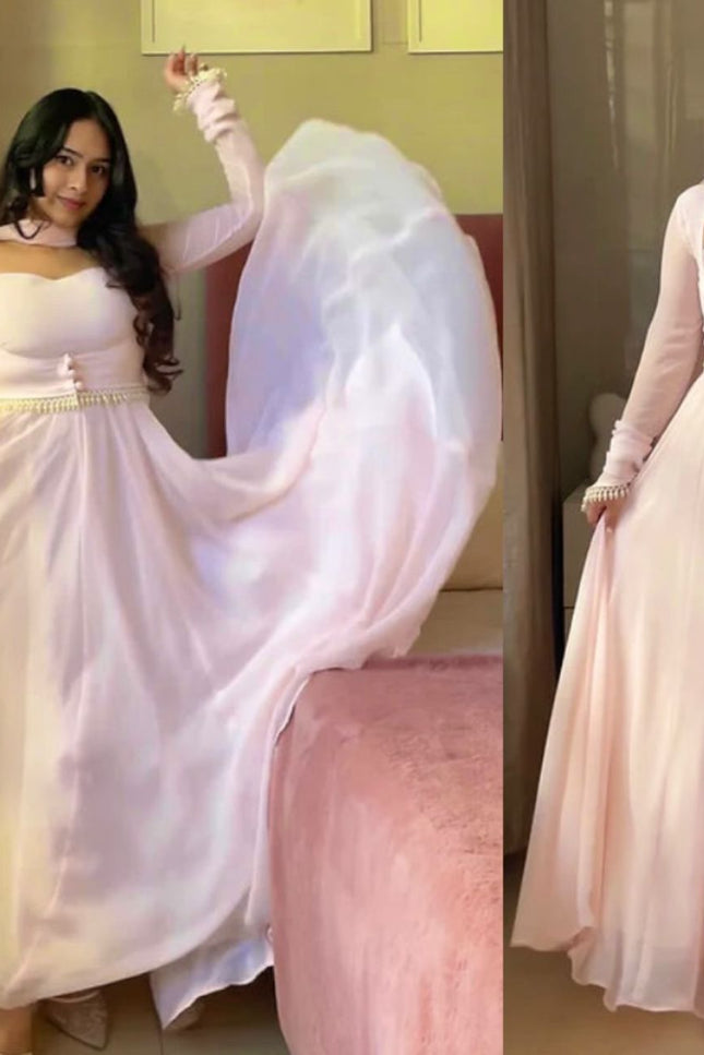 Designer Maxi Anarkali Gown | Pure Faux Georgette Fabric | Perfect For Party Wear and Celebrations - Rosepetals Luxe