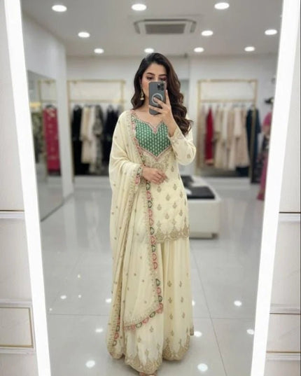 Designer Party Sharara Suit & Dupatta Set | Fully Stitched - Rosepetals Luxe
