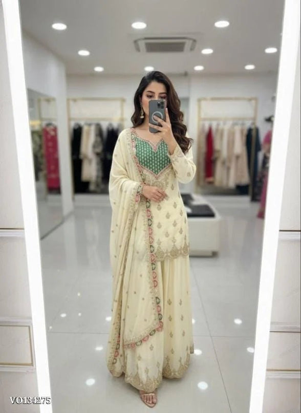 Designer Party Sharara Suit & Dupatta Set | Fully Stitched - Rosepetals Luxe