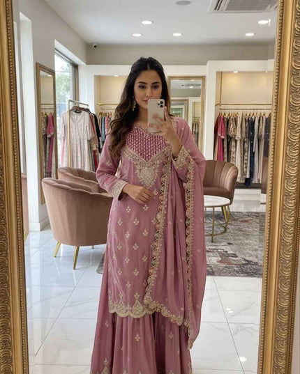 Designer Party Sharara Suit & Dupatta Set | Fully Stitched - Rosepetals Luxe