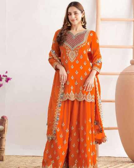 Designer Party Sharara Suit & Dupatta Set | Fully Stitched - Rosepetals Luxe
