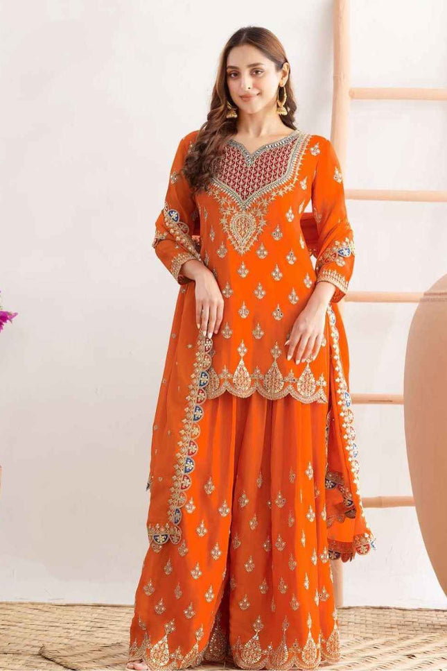 Designer Party Sharara Suit & Dupatta Set | Fully Stitched - Rosepetals Luxe