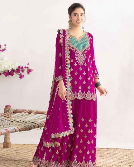 Designer Party Sharara Suit & Dupatta Set | Fully Stitched - Rosepetals Luxe