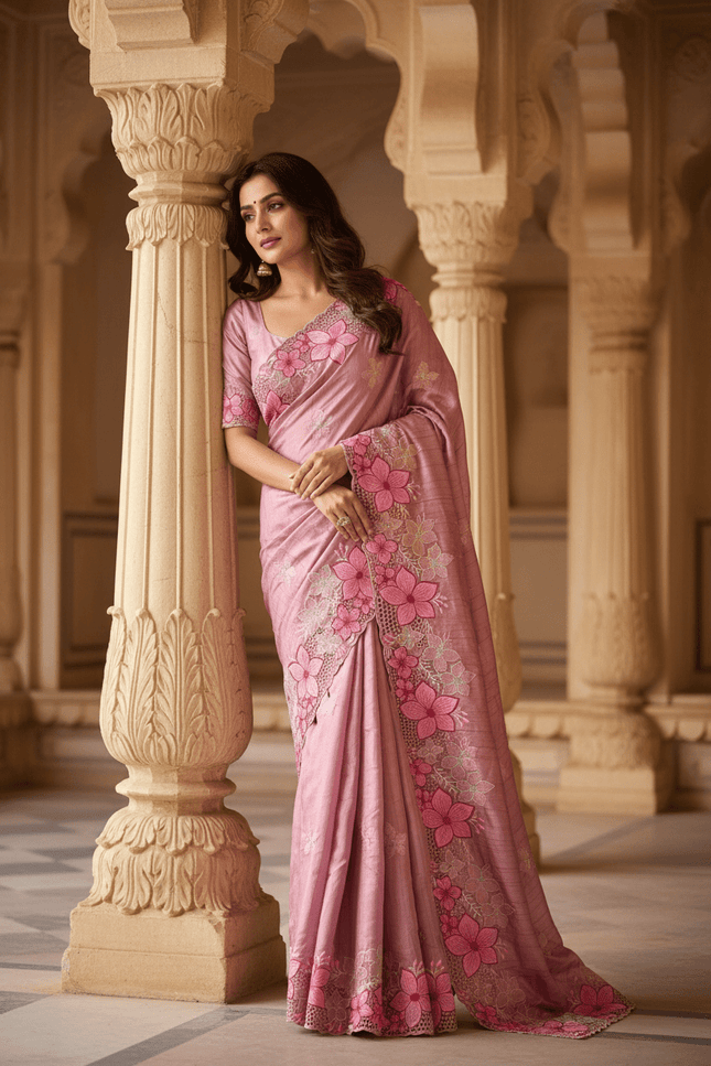 Designer Premium Gadwal Silk Saree with Multi Thread Embroidery & Cutwork Border - Rosepetals Luxe