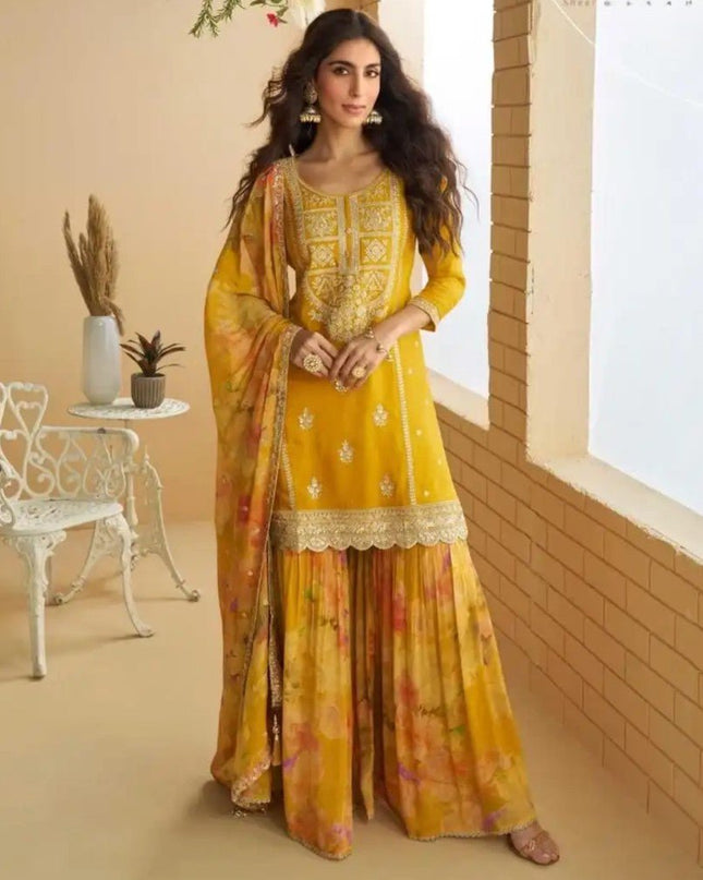Designer Salwar Suit Real Premium Chinon Silk With Embroidery Work - Rosepetals Luxe