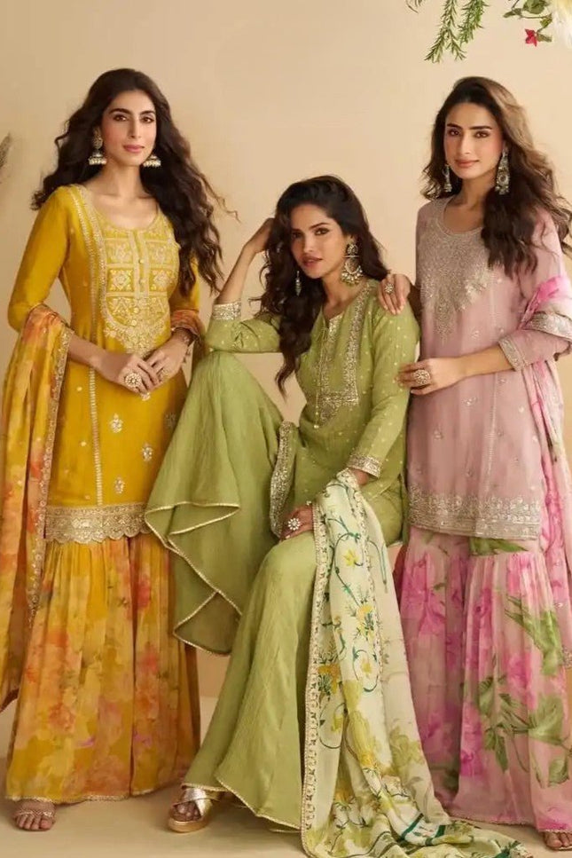 Designer Salwar Suit Real Premium Chinon Silk With Embroidery Work - Rosepetals Luxe