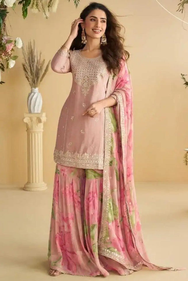 Designer Salwar Suit Real Premium Chinon Silk With Embroidery Work - Rosepetals Luxe