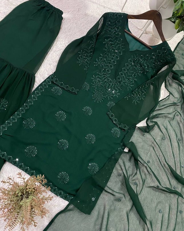 Designer Sequence Embroidered Sharara Pair | Party & Wedding Wear - Rosepetals Luxe