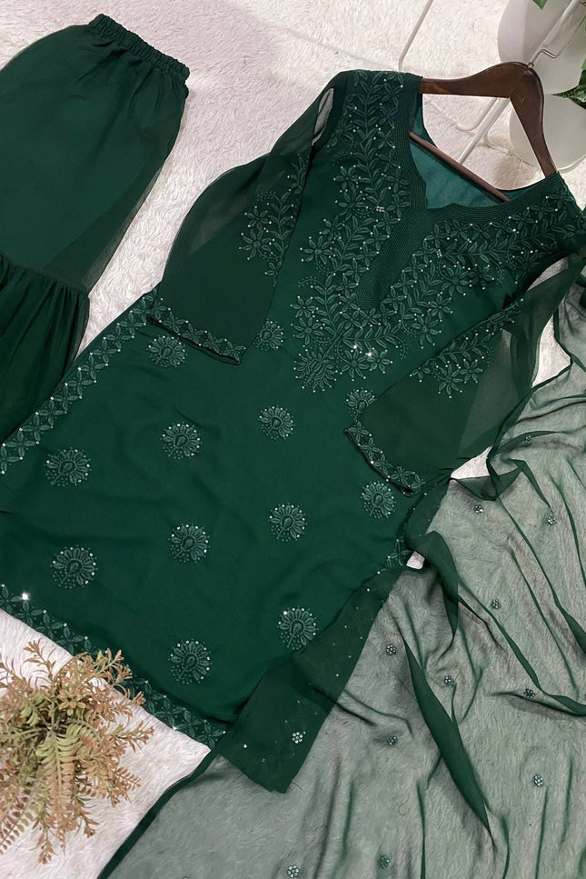 Designer Sequence Embroidered Sharara Pair | Party & Wedding Wear - Rosepetals Luxe