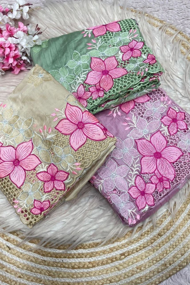 Premium Monsoon Saree With Multicolor Floral Digital Prints | Classy and Effortlessly Chic Look - Rosepetals Luxe